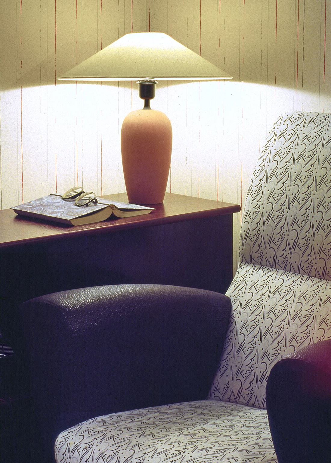 An armchair reading corner